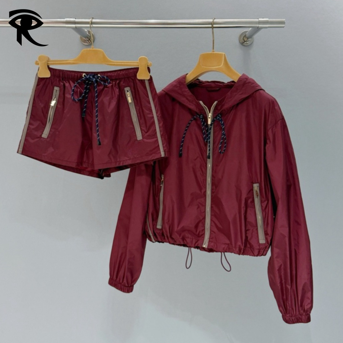 2026 Summer High End Women Clothing Sun Protection 2 Piece Set Windbreaker Jacket Sports Coat Shorts Skirt Set Original Fashion Designer Shorts Skir