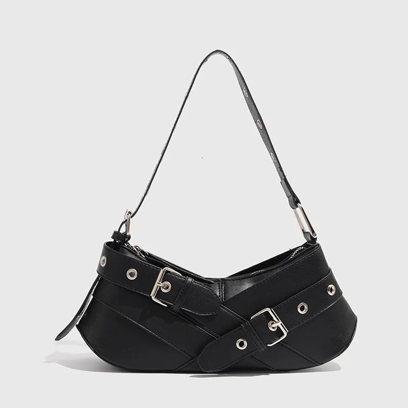 Vintage Belts Deco Women Shoulder Bags Armpit Bag Punk Motorcycle Bag Pu Leather Lady Handbag 260514BJ