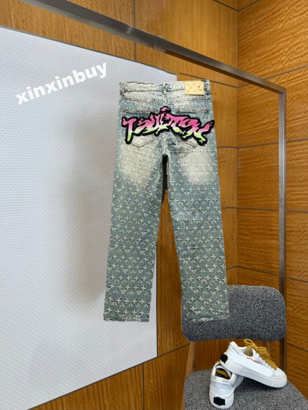 xinxinbuy Hommes femmes designer pantalon jeans Brosse à dents dégradé broderie denim Printemps été blanc noir bleu S-3XL