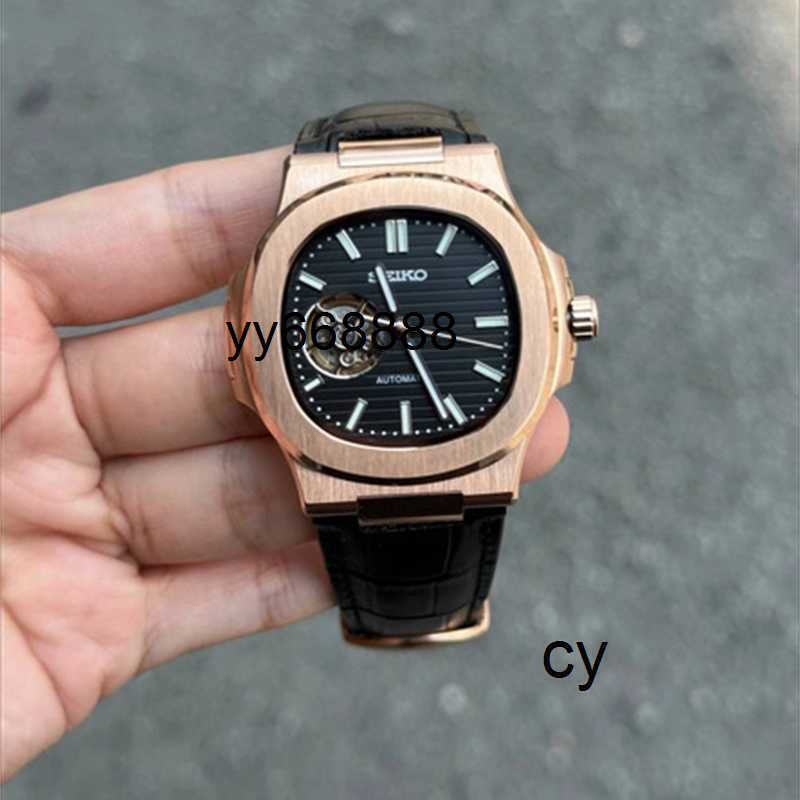 Designer Luxury Watches Seikmod Style Rose Gold Open Heart Black Dial NH38 Sapphire Automatic Mechanical Watch cygood ZC4G