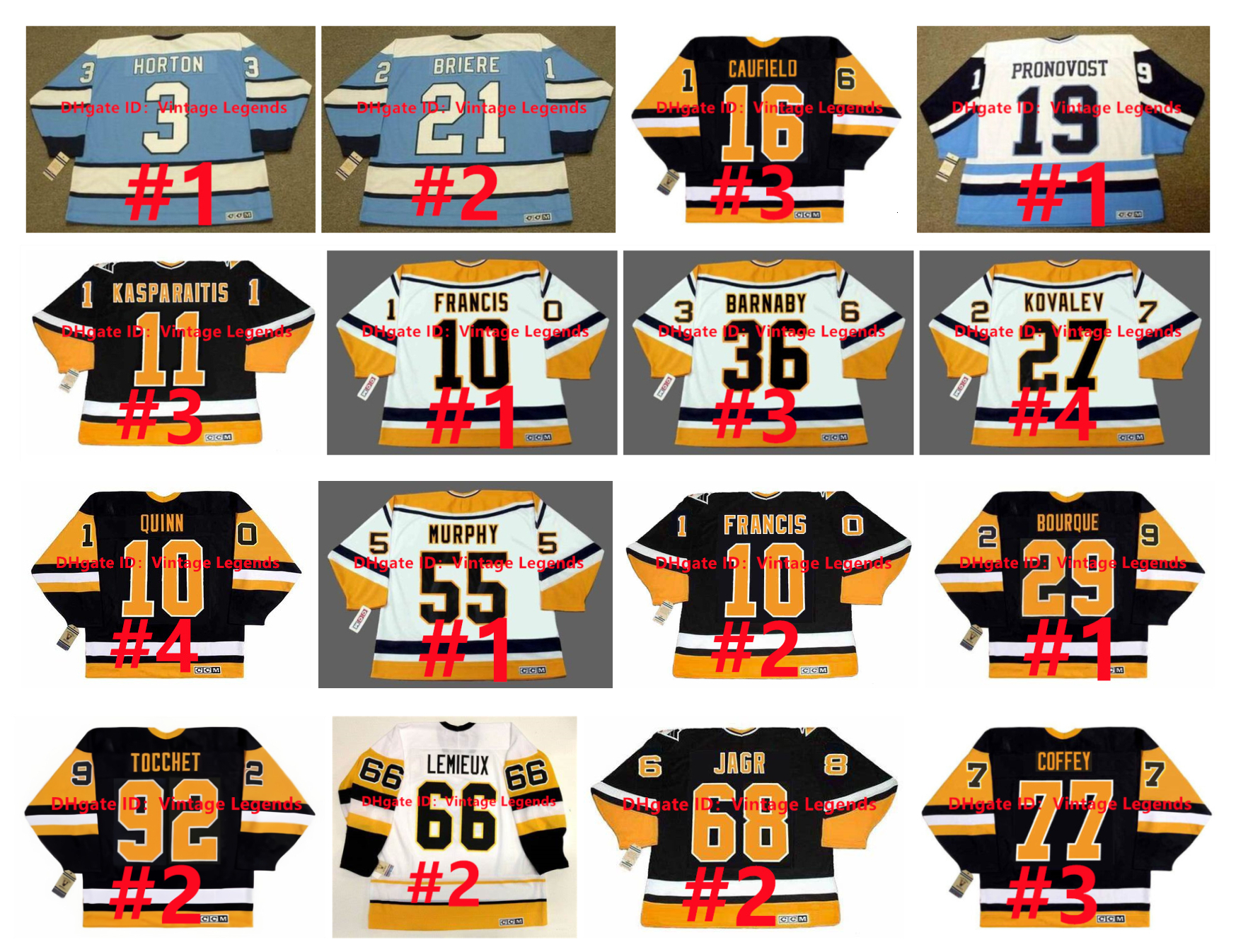 Vintage CCM Mens Penguins Hockey Jersey - Breathable Quick-Dry Nylon Full Sleeve Sizes S-4XL Customizable Sports Jersey for Ice Hockey Fans