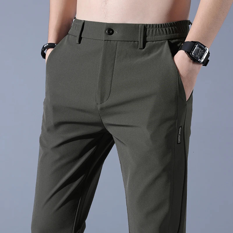 2025 Spring Summer Mens Ice Silk Golf Casual Slim Straight Thin Trousers Male Fashion Stretch breathable Jogging 2838 260513