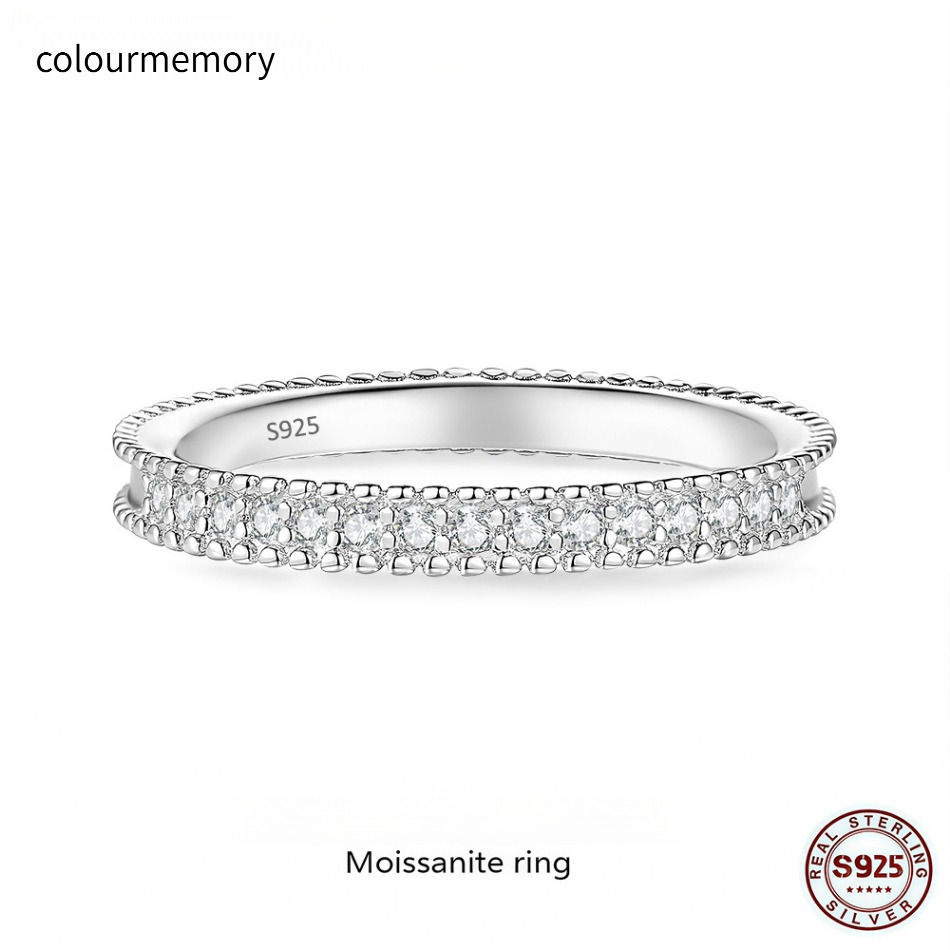 S925 Sterling Silver D Color Moissanite Full Eternity Band Ring, Women Stackable Fashion Jewelry With GRA Certificate-image-1106062479