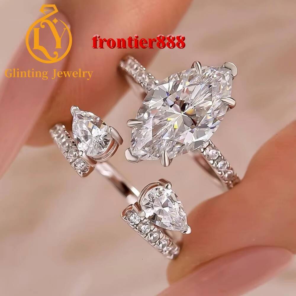 IGI Certified CVD HPHT Lab Created Grown Diamond Marquise 4CT Cut 925 Silver 10k 14k 18k Solid Gold Engagement Rings for Bridal