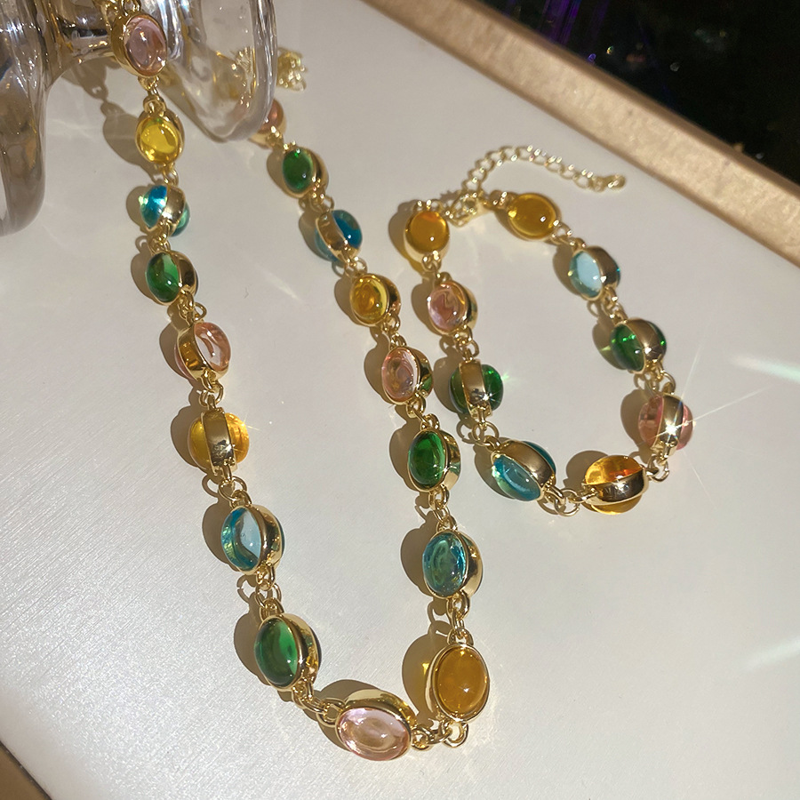 European American cross-border resin oval bracelet and necklace set, niche design with a forest-inspired ins style, versatile accessories for wom-image-1105950756