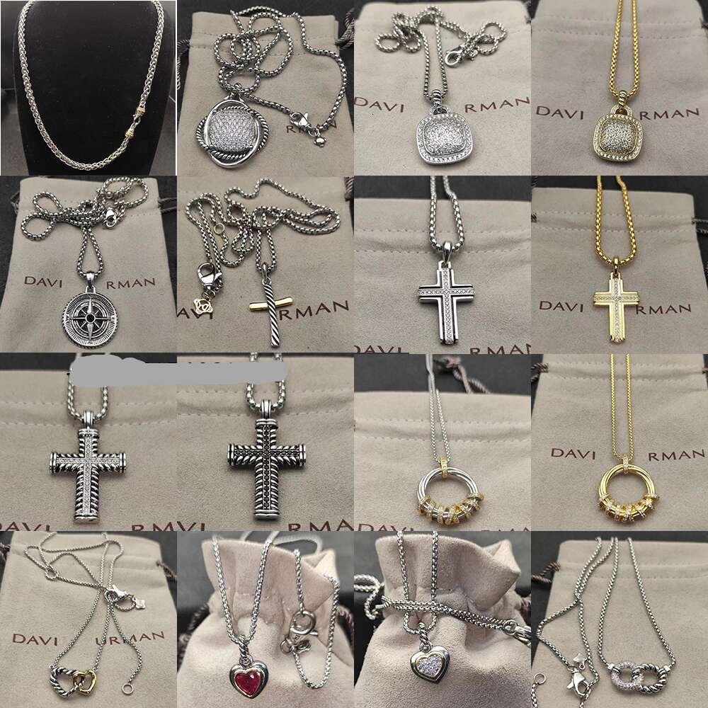 2025 Nouveau collier pendentif en argent sterling DY de style classique simplicité diamant élégant bijoux exquis pour toutes les occasions Peut ê