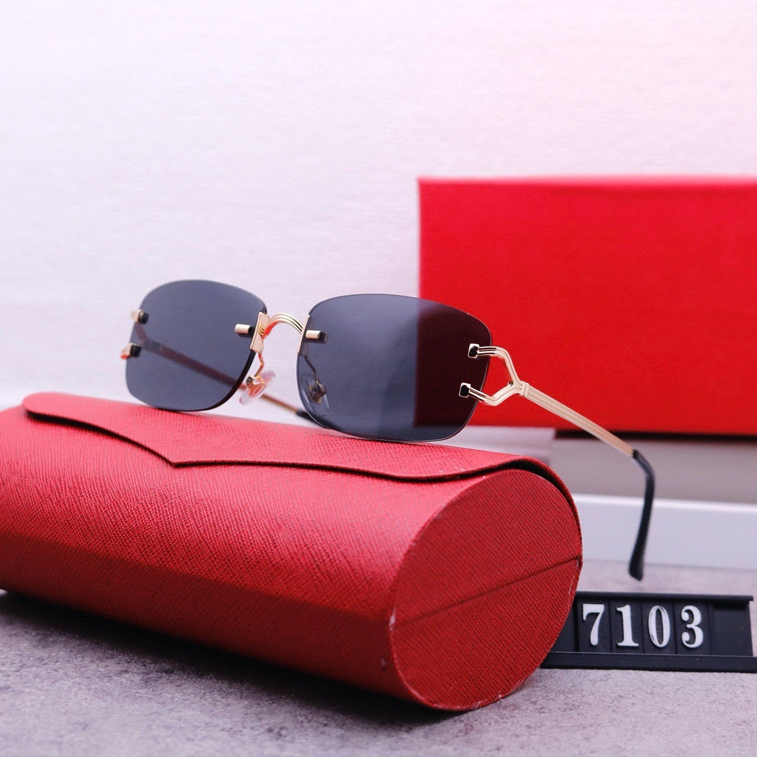 Wholesale 2026 New Frameless Personality Fashion Metal Sunglasses Premium Sense Versatile UV Protection Sunglasses Factory Direct Sales 7103