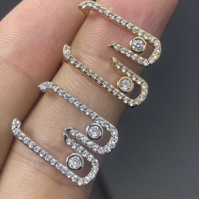 designer Earrings For Women Jewelry 925 Sterling Silver 18k gold Dangle Pendant Exquisite Circular notch Paper Clip Cubic Diamond Earring Wedding En