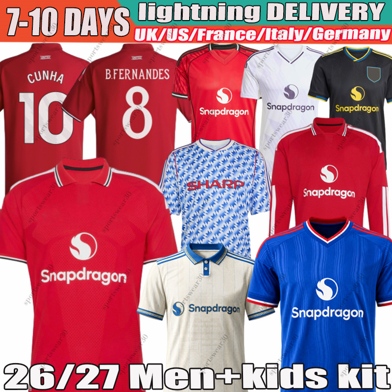26 27 B.FERNANDES Sesko Casemiro CUNHA AMAD Soccer Jerseys MBEUMO YORO man utd 25 26 kids kit long sleeves Football Jersey manchester united 26 2-image-923051502