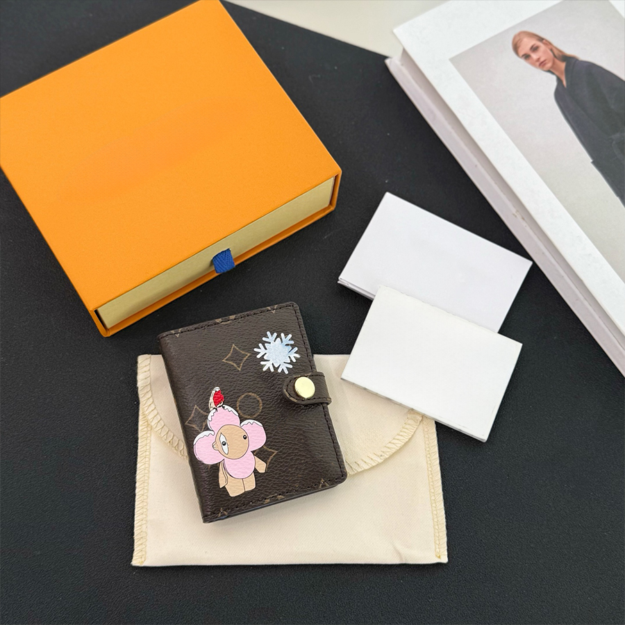 Classic Key Pouch Bags Key Wallets Stylish Card Holder with Small Mirror Luxury Oil-absorbing Paper Letter and Flower Printed Bag Charm Coin Purse a