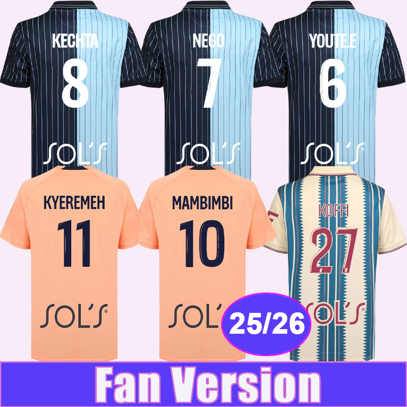 25 26 Maillot de football pour hommes Le Havre AC D.PIZARRO MAMBIMBI KYEREMEH G.LLORIS YOUTE.E NEGO KECHTA Domicile 3ème uniformes de maillots de