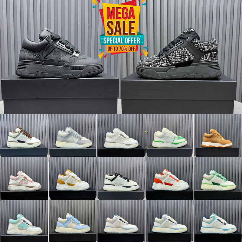 Designers MA1 fashion Casual MA2 leather Sneakers men women Platform Low top lacing shoes Black and white green powder Trainers with box