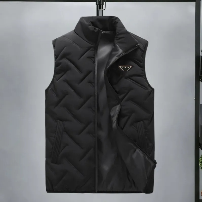 High quality 2026 New Luxury Embroidered Triangle Brand Logo Mens Vests Jacket Bomber Cotton Coats Sleeveless Windbreaker Man Coat Jackets Vest Asia