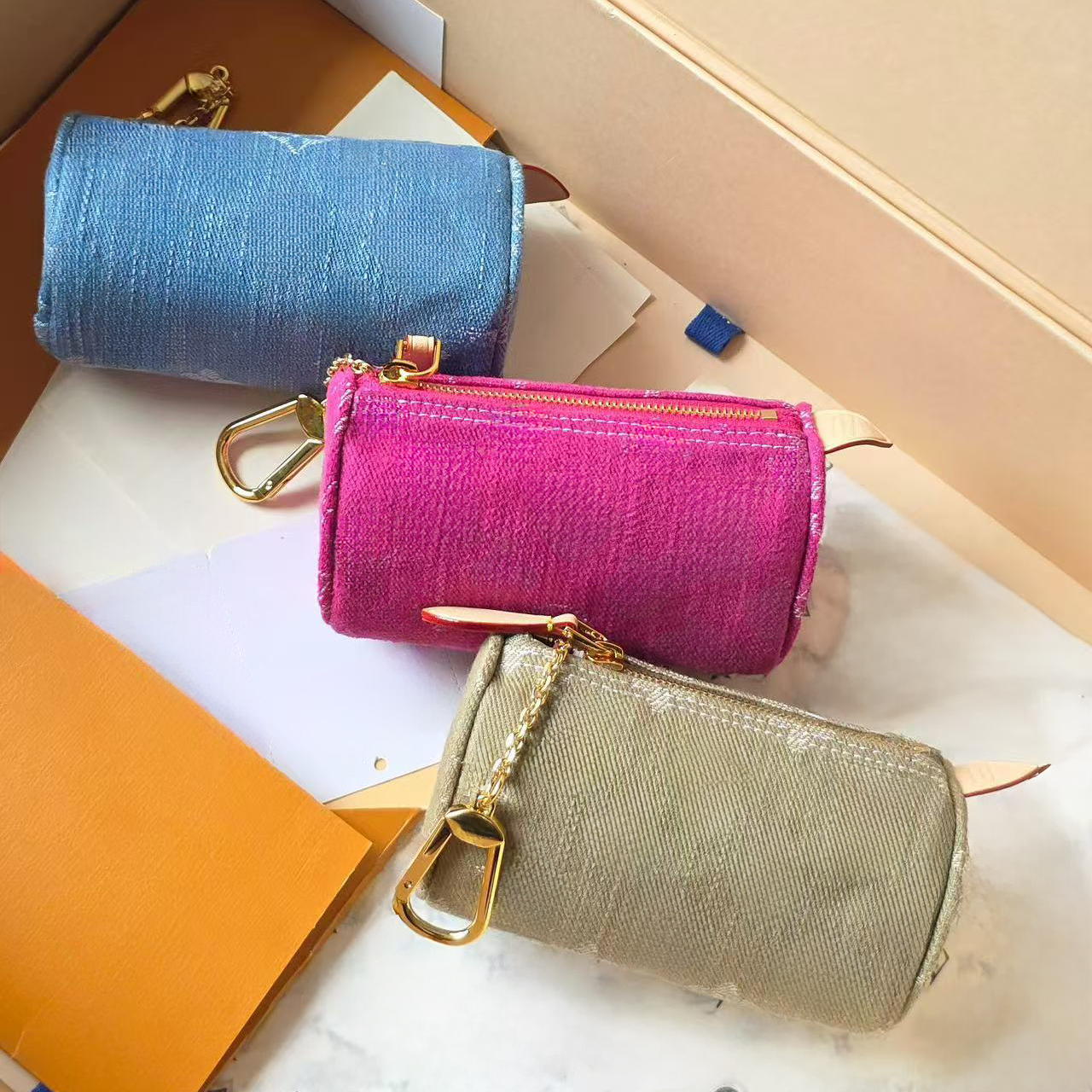Designer Wash Denim Wallet Trousse Wallet On Chain Women Luxury Clutch Bag Victorine Coin Purse Zipper Wallet Credit Card Holder Keychain Wallet M27