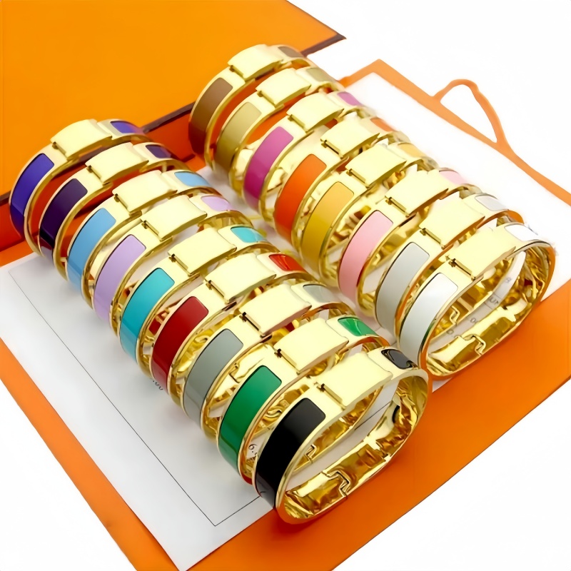 Luxury Jewelry Bracelet Designer Bracelets Bangle Silver Gold High Quality Large Letter 19 Colors Select Classic Couple Enamel Bracelet bangle Va-image-952464416