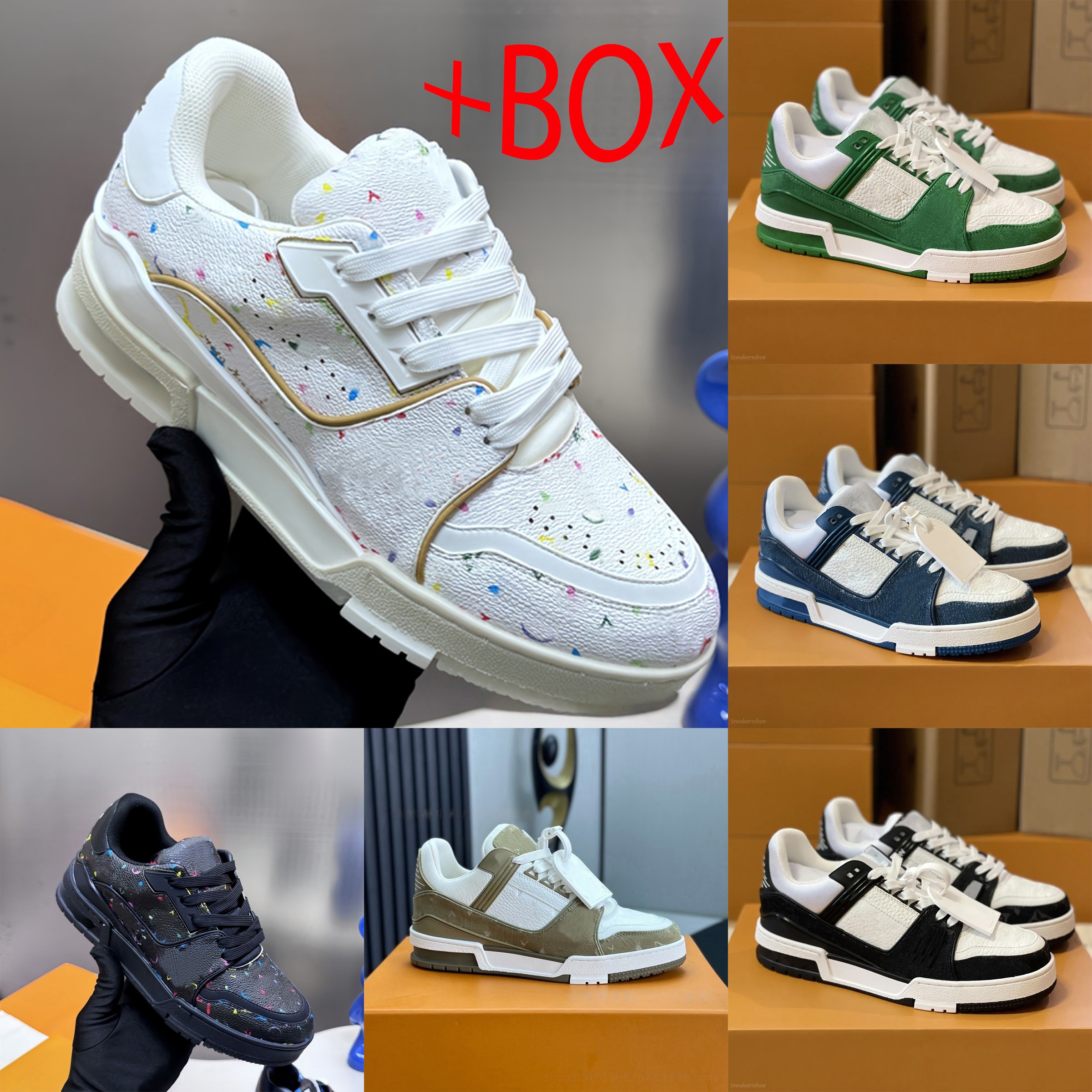 Designer Shoes lvsflower Skate luxury shoes Men Women Leather Breathable Platform Sneakers Denim Printed embossed pattern Casual Shoes Vintage Wa