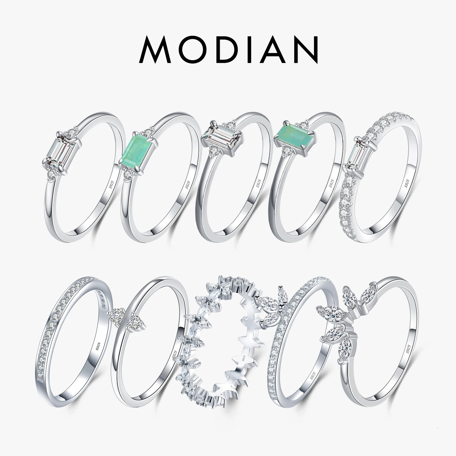 MODIAN Fashion 100 925 Sterling Silver Tourmaline Finger Rings Classic Clear CZ Wedding Jewelry For Women Engagement Fine Gift 260515BJ