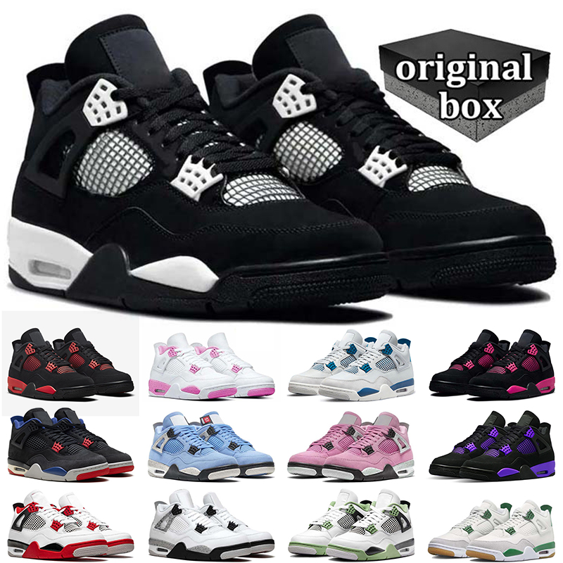 Original Box Designer 4s Basketball Shoes 4 Shoe for Men Women Black Cat Toro Bravo Pine Green White Thunder Outdoor Sports Mens Trainers Sneakers S