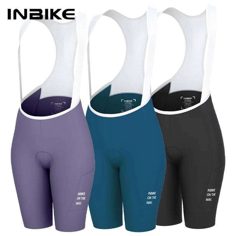 INBIKE Women's Cycling Bib Shorts High Waist Bicycle 3D Padded Slim Fit Biking Clothing MTB Road Bike Pants with Pockets W260515