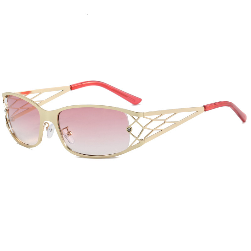 High Street outdoor World Cup Football Y2k High-End Feel New Y2k Unisex Retro Oval Sunglasses Hollow Cutout Metal Frame Sun Glasses, Trendy Eyewear