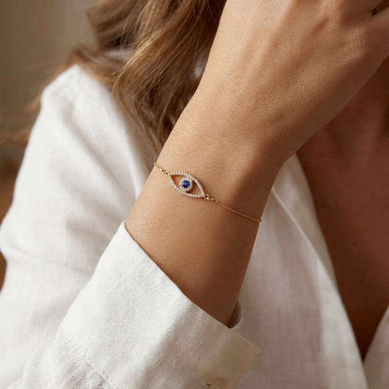 Bracelet à tirer en Zircon à œil bleu rétro réglable européen et américain mal turc