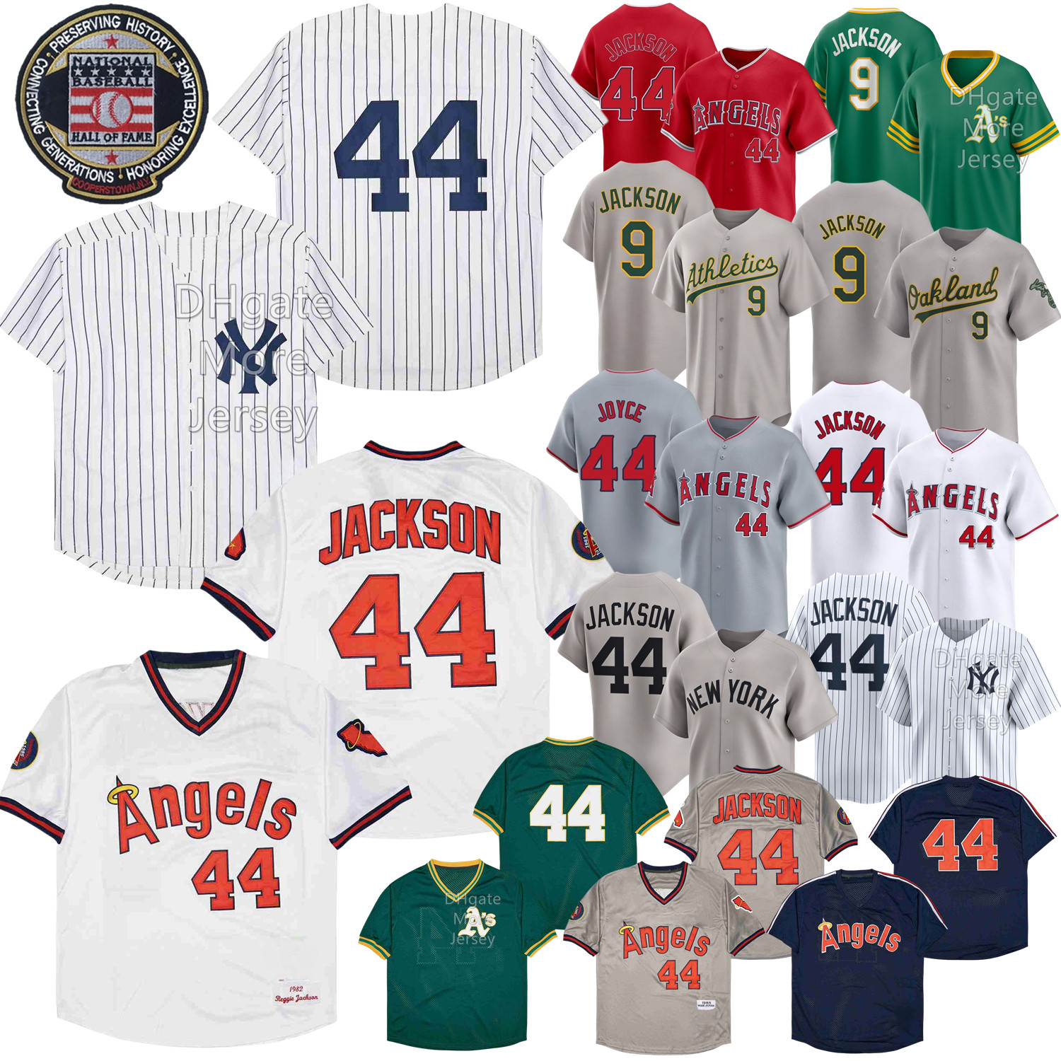 44 Reggie Jackson Jersey Vintage 1977 White Pinstripe 1982 Pull 1985 Gris Bleu Mesh BP Vert Rouge Fans Adulte