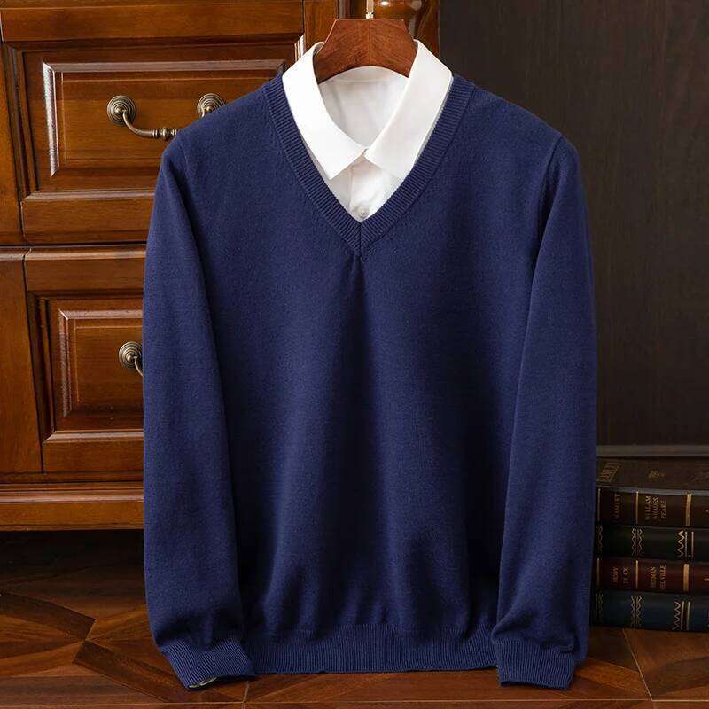 Autumn Winter Basic Merino Wool V-Neck Sweater Men's Designer Fashion Fashionable Casual Business Knitwear Cashmere Pullover Clothing Tops