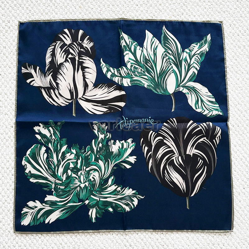 Écharpe en sergé à deux faces 53CM pour femmes, ourlets roulés, bandanas carrés, châles en soie, printemps et été, foulards pour cheveux, accesso