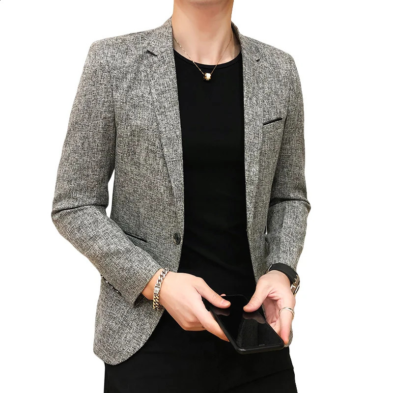 Solid Color Mens Fashion Casual Outdoor Gentleman Business Wedding Trend Slimfit Formal Dress British Style Blazer 260515BANJIA