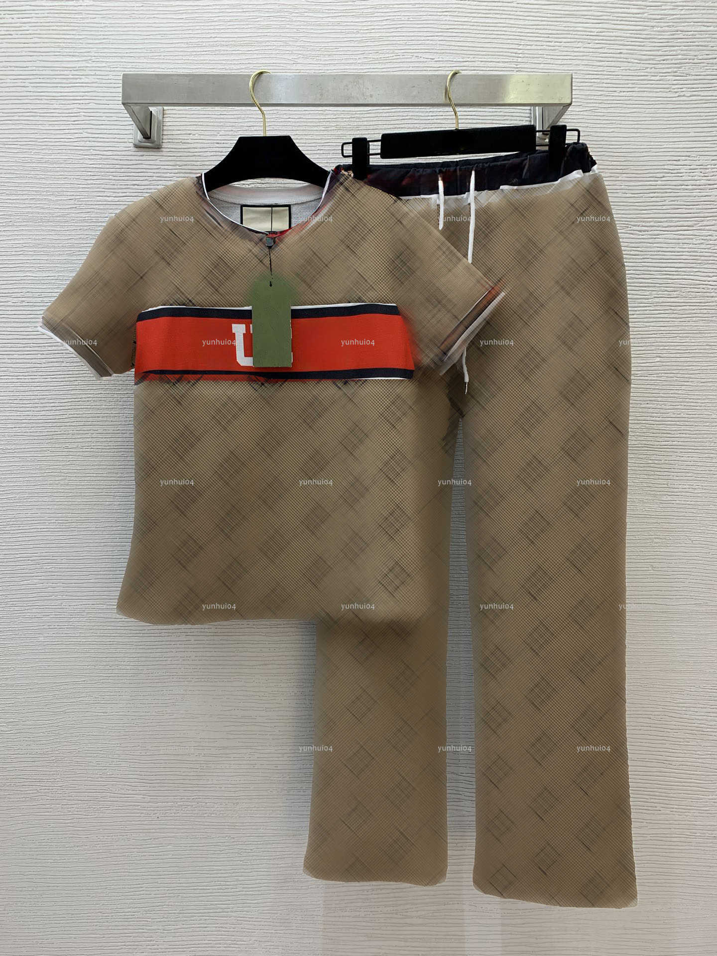 Popular women pantsuit Summer lady dresses women designer clothes color blocking splicing casual sports set A783X16N155-image-1106369868