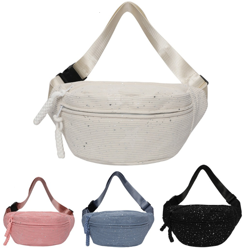 trendy and minimalist sports casual wind lamp core velvet waist bag solid color large capacity shoulder chest 260514BJ