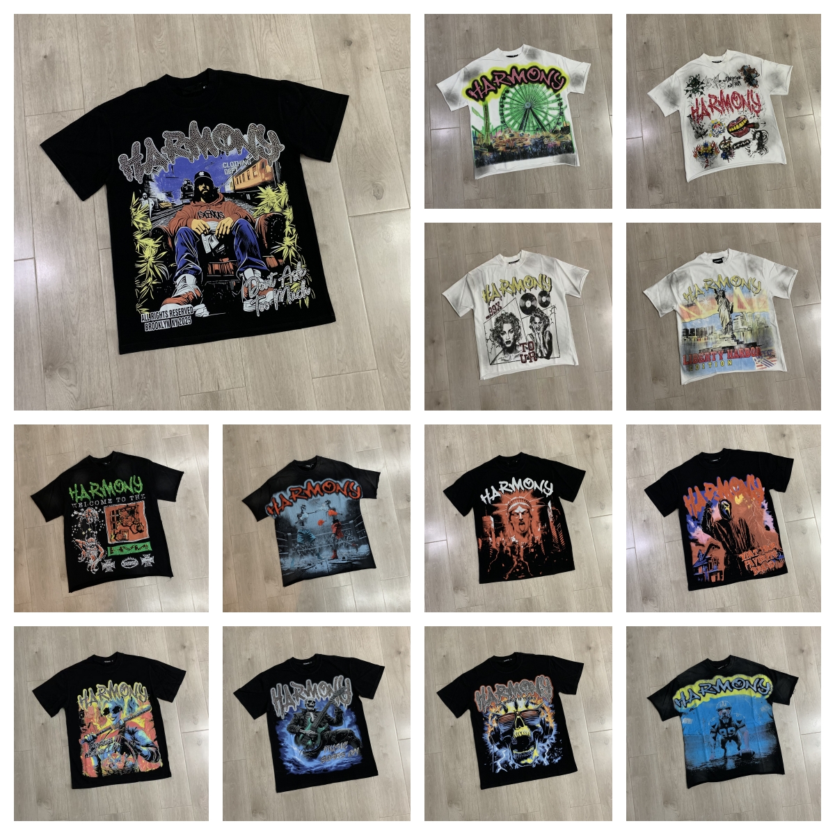 harmony overhemd Heren- en damesoverhemden Vrijheidsbeeld met New York-thema, reliëfletters en print Trendy zomerse T-shirts met korte mouwen voor b