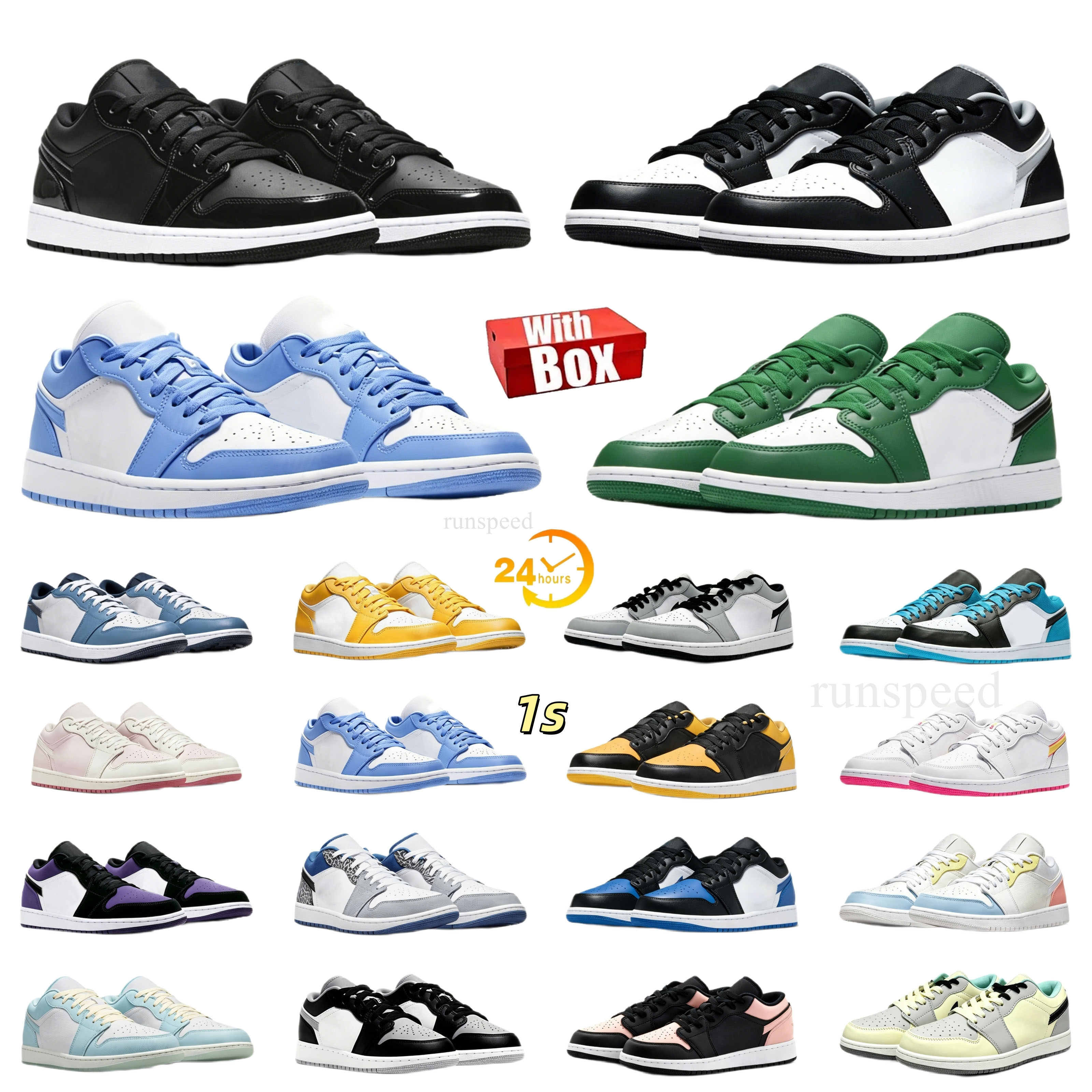 Designer 1s Low Basketball Shoes 1 Sneakers Black White Shadow University Blue Bred Toe Light Smoky Grey Mens Women trainers Outdoor 36-47