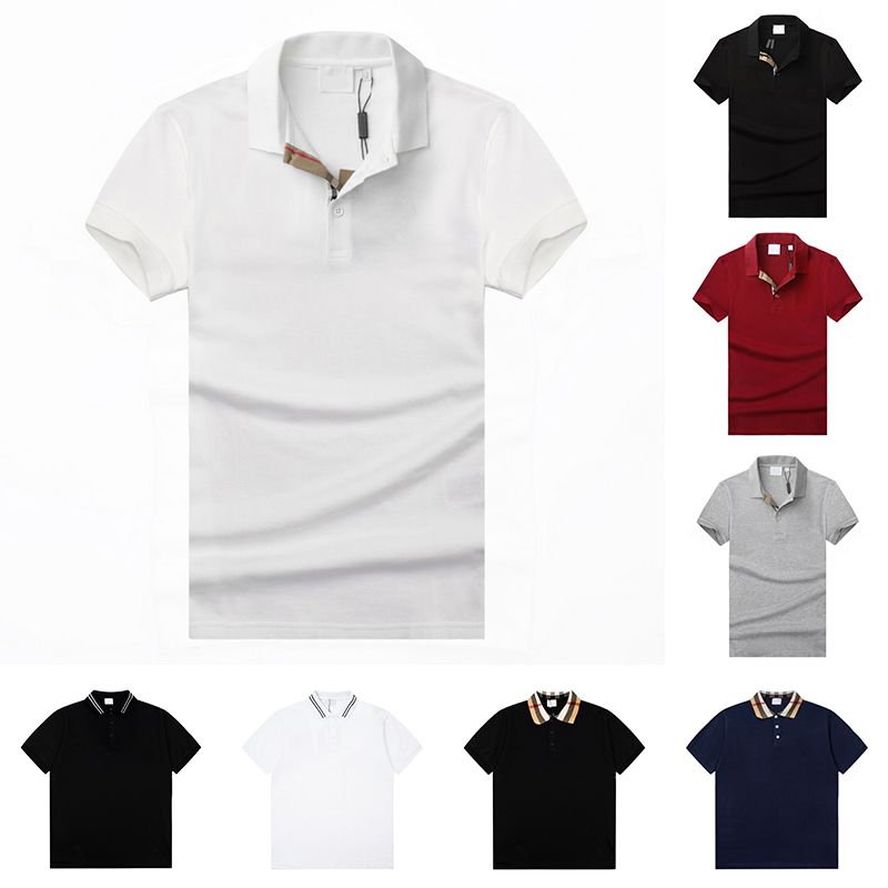 Polo Shirt Luxury business collar made of cotton Short Sleeve fashion black white red grey Polos Shirt Summer Mercerized Breathable Casual Mens Shir