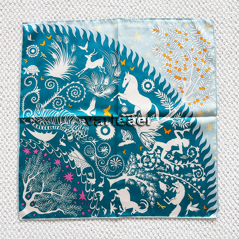 Foulard en soie à deux faces 53CM pour femmes, Bandanas carrés, ourlets roulés, châles, printemps et été, foulards pour cheveux, accessoires, cad