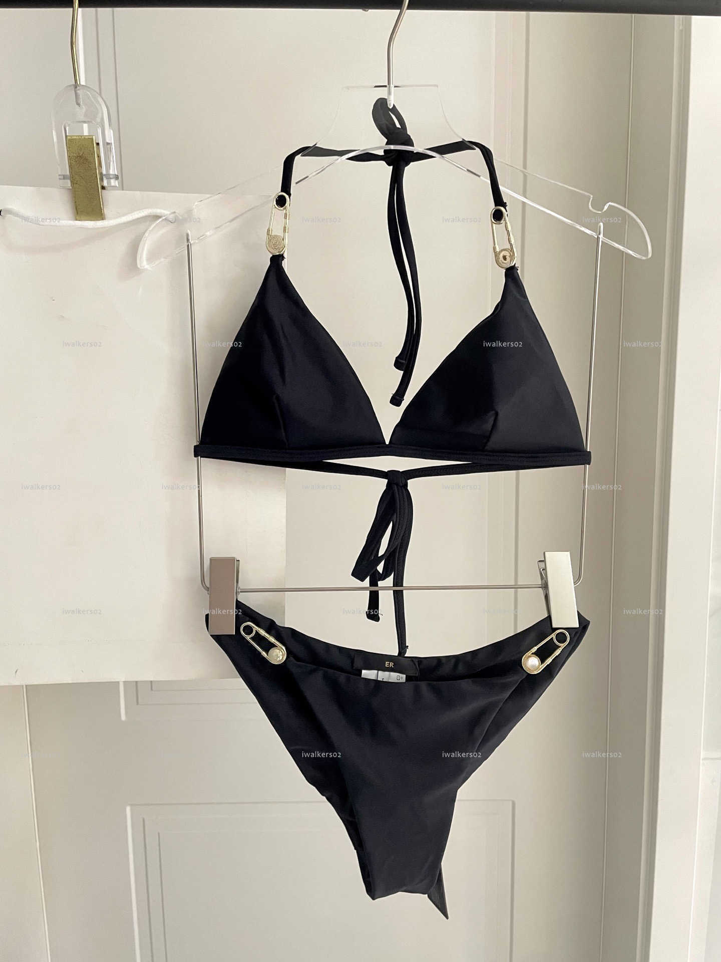 Classics split-body set women swimsuit summer lady bikini women designer clothes hanging neck triangle cup underwear+sexy triangle underwear A127-image-1106330886