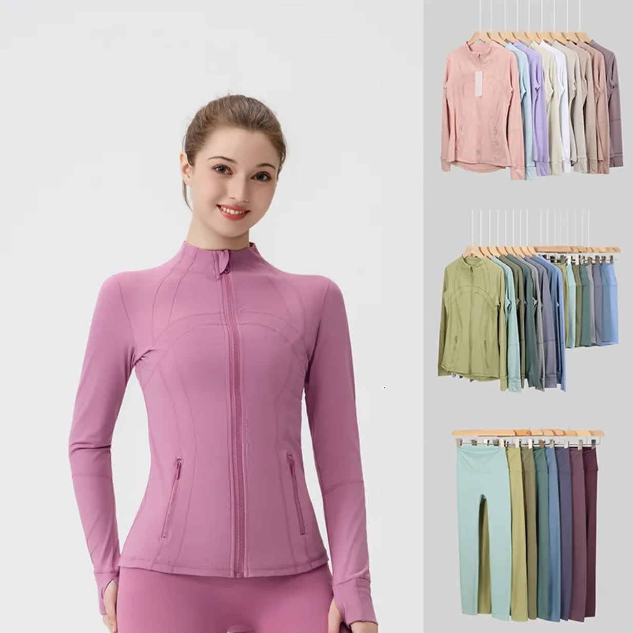 2026 Gym Clothe Set Workout Set Women Yoga Jakects Push Ups Fitness Leggings Shorts Soft Waist Hip outdoor Lift Elastic Sports Pants Trousers Quick