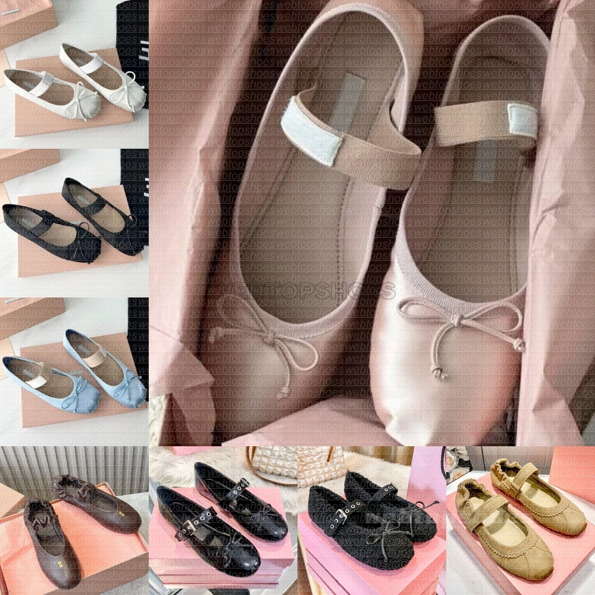 Designer Paris pink Ballet flats mule women dress shoes Dance Platform Bowtie Shallow Mouth Single Bowtie Shoes luxury top quality Flat Sandals have