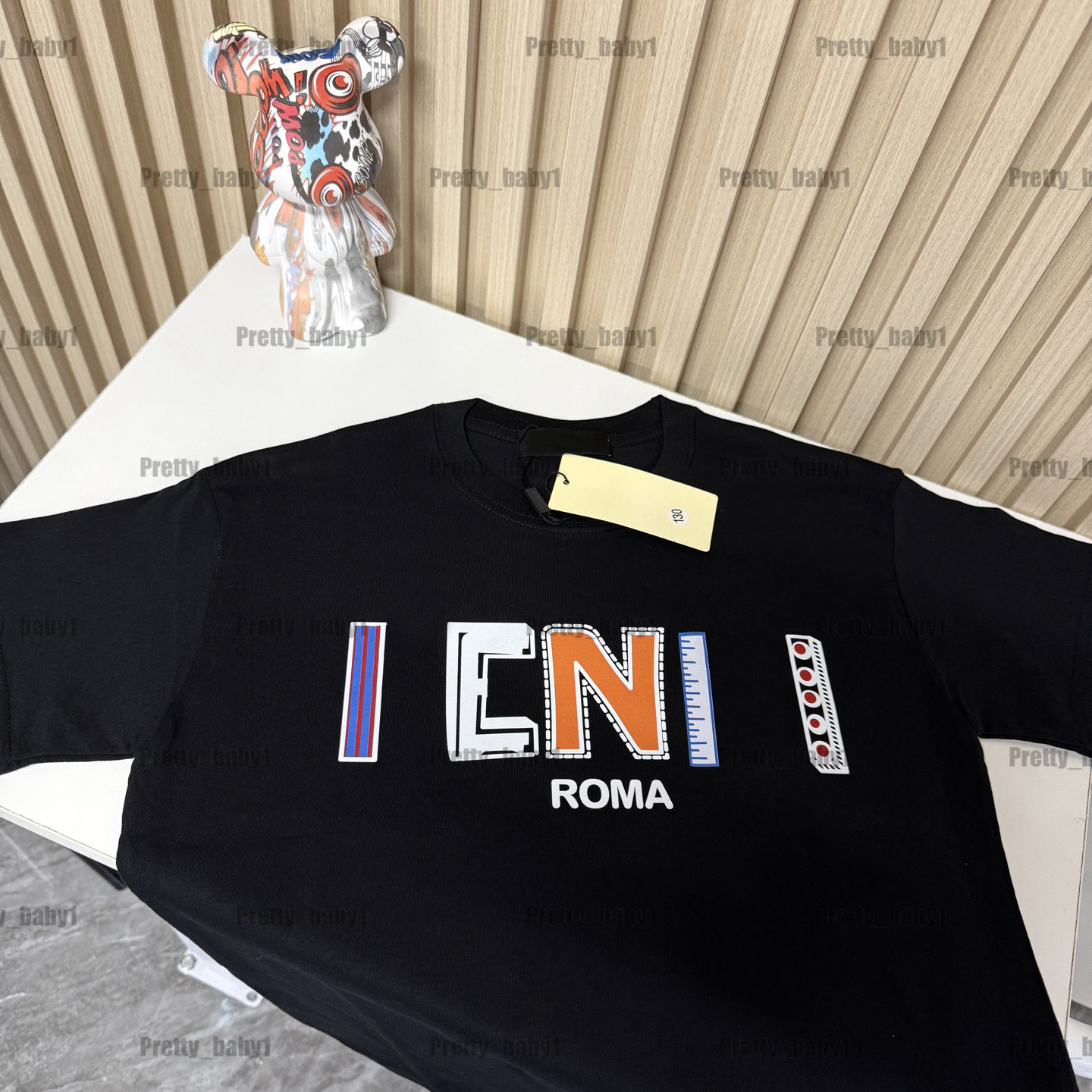 Kids Designer Clothes Boys Luxury Cartoon Printed Girls T-shirts Boys Summer Short Sleeve 100% Cotton Kids Clothing Black White Pink #FD0