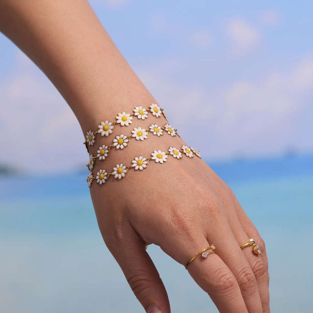 Luxury High-End Designer Jewelry Mili Daisy Oil Drop Flower Necklace Anklet Stainless Steel 18K Gold Plated Fashion Jewelry Set In Stock Z260918