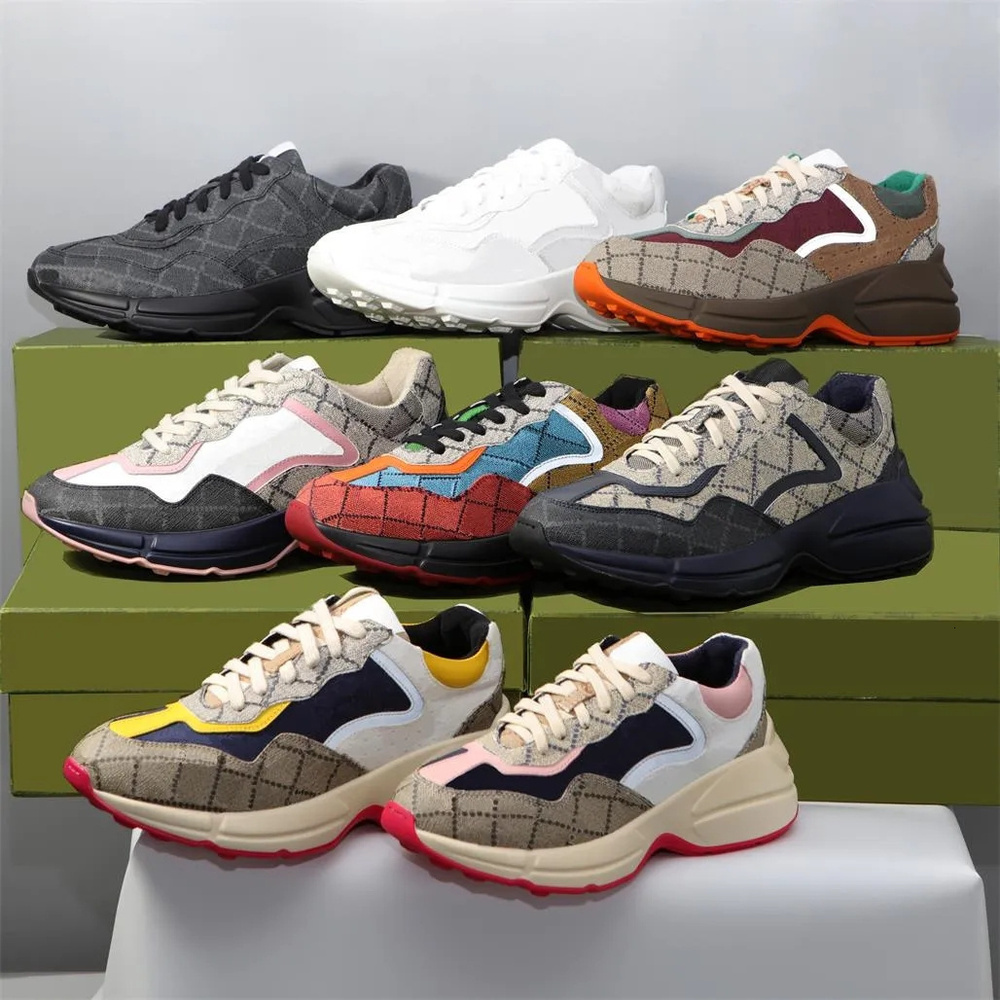Designer Shoes Womens Shoes Rhyton Sneakers 1977 Multicolor Men Vintage Chaussures Platform Sneakers Beige Mens Trainers Ladies Casual Shoes Sneaker