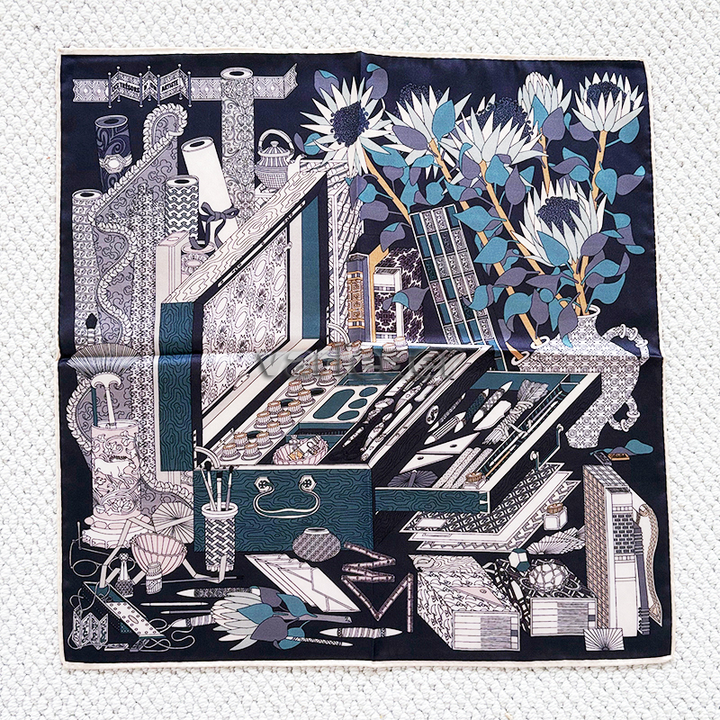 Foulard en soie à deux faces 53CM pour femmes, ourlets roulés, bandanas carrés, châles, printemps et été, foulards pour cheveux, accessoires, cad
