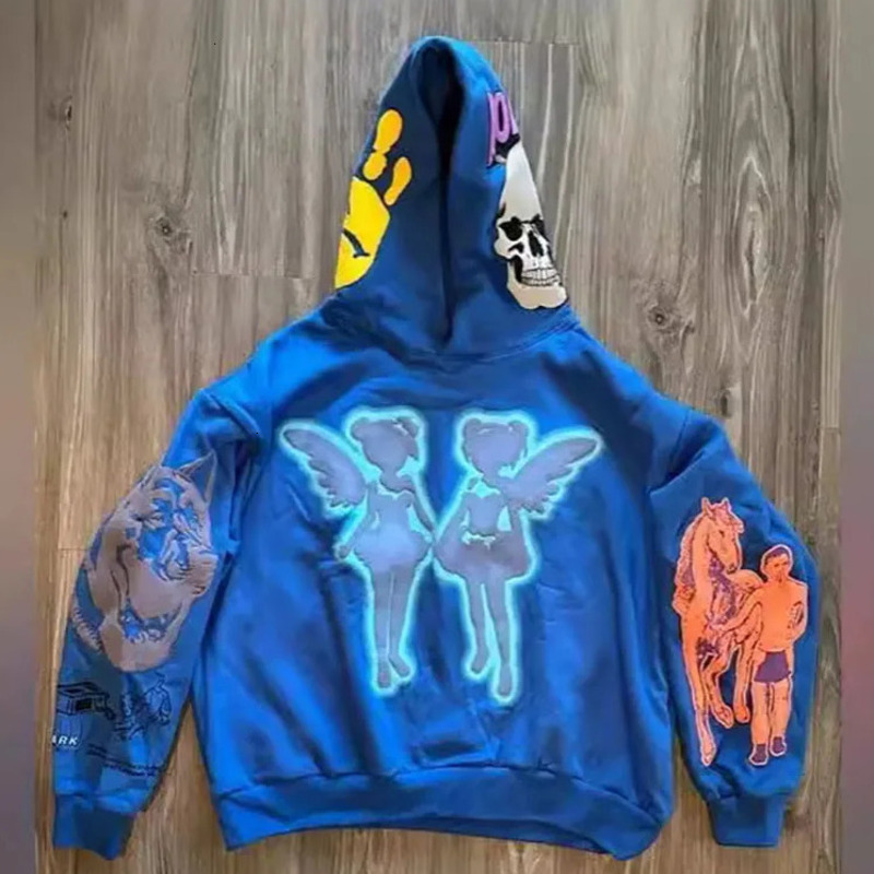 Hoodies Designer Men Cartoon Angel Print Streetwear Hoodies For Men Hip Hop Trendy Loose Pullover Sweatshirt Unisex Casual Clothing Mens Top