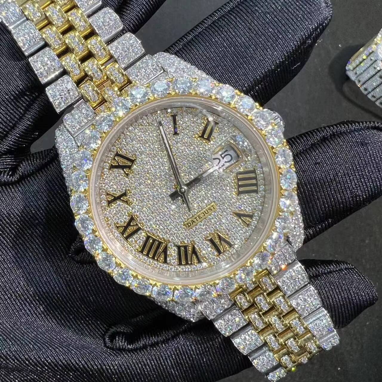 Mens premium luxury moissanite watch, imported movement, function, sapphires fully set with diamonds, non-fading, waterproof, suitable for daily com