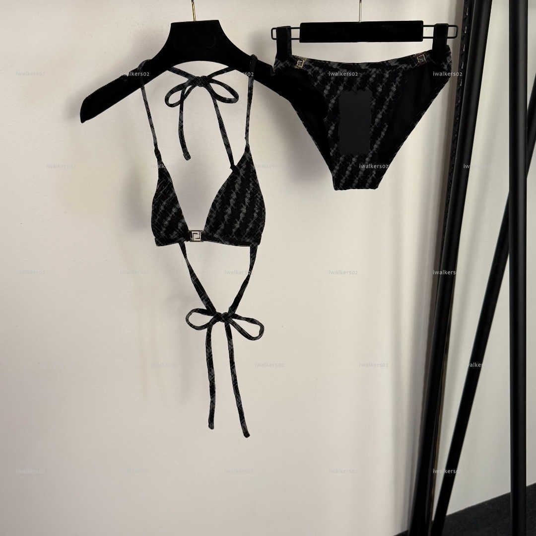 Classics split-body set women swimsuit summer lady bikini women designer clothes letter tie underwear+triangular shorts A639X13N239-image-1106330713