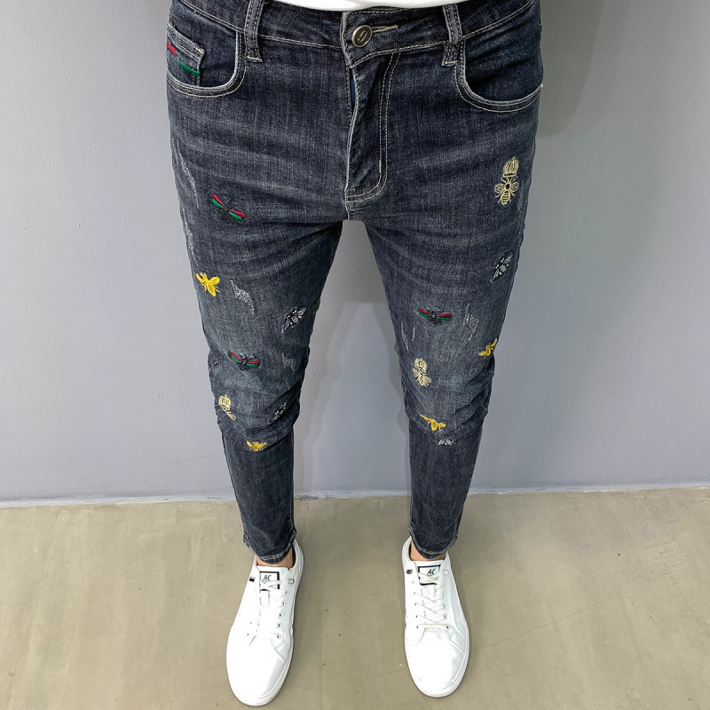 Designer Luxury Jeans Summer Mid Waist Zipper Teen Regular Fashion Autumn New High Street Embroidery Outdoor Clothing Pencil Pants