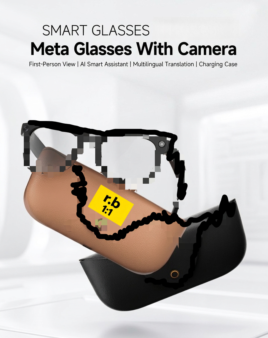 META Glasses With Camera,With Charging Case Smart Glasses 8MP Camera, AI Real-time Translation, Music, Bluetooth Call,Connect to the APP, support-image-1106418309