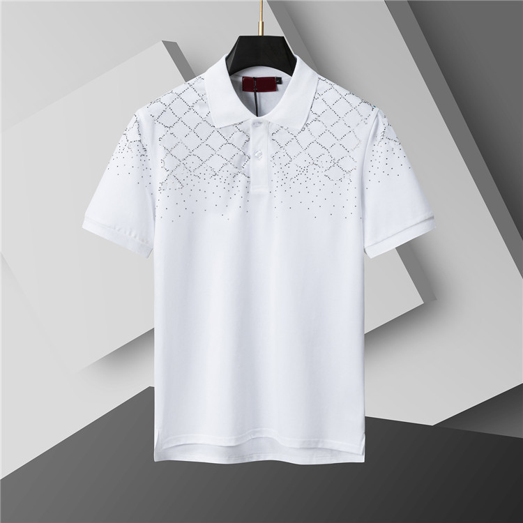 Men's Polo Classic Letter Embroidered Stripe Pattern Luxury High Quality Fashion Top Men's Polo Shirt Black and White Casual Short Slee-image-715608081
