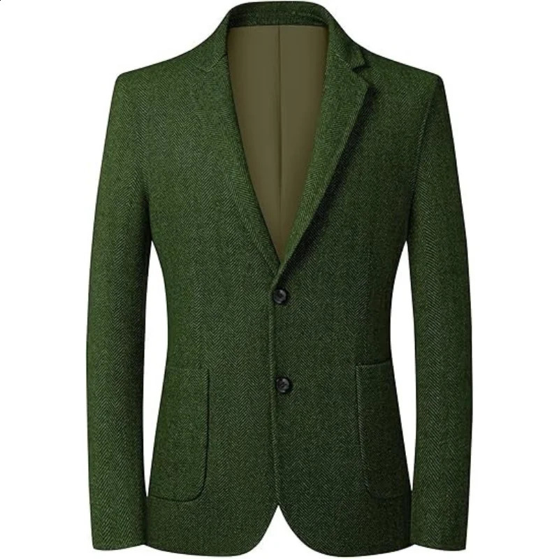 Mens Herringbone Tweed Blazer Vintage Sport Coat Jacket 2 Button Casual Wedding Groomsmen Prom Suit 260515BANJIA