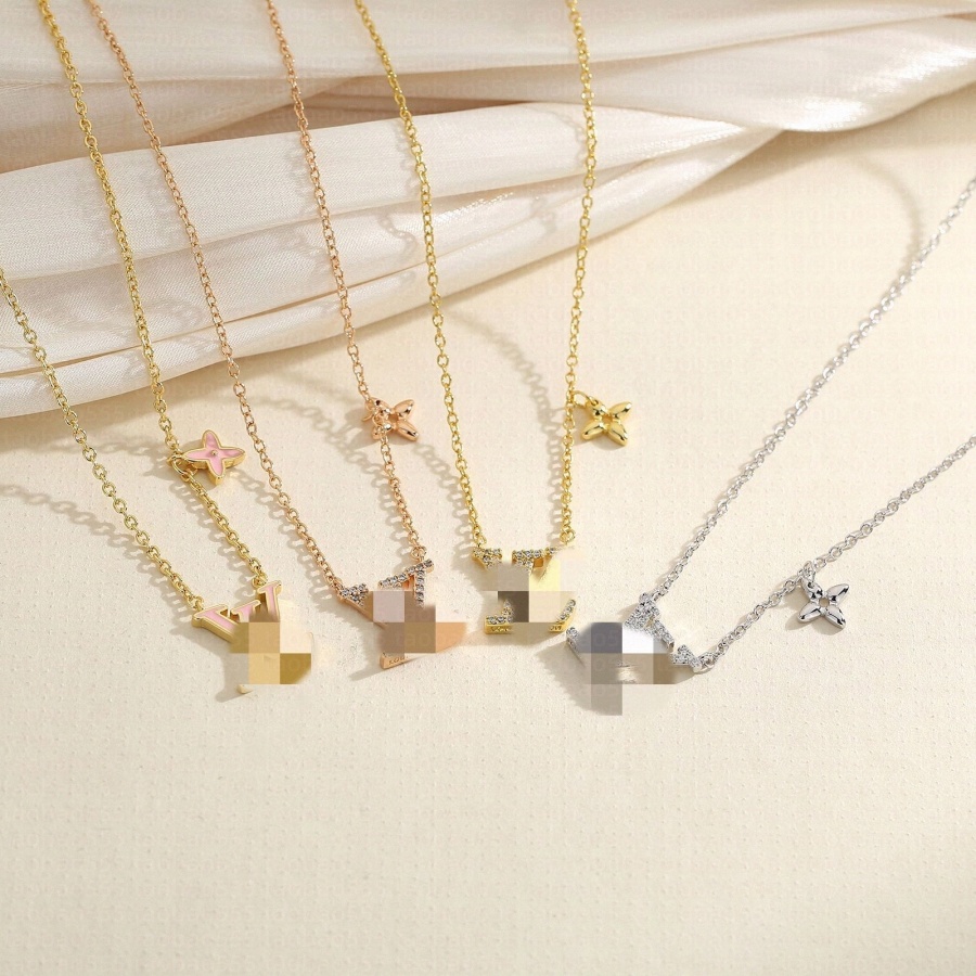 TOP Designer or pour femmes pendentif colliers mode L diamant colliers polyvalent brillant délicat charme cou en acier inoxydable bijoux de luxe